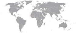 Map indicating locations of Gambia and Taiwan