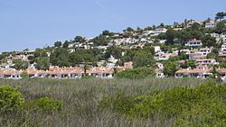 View of the village from the salt marshes