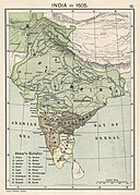 The Mughal Empire at the end of Akbar the Great's reign