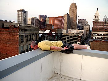 A man performing planking in Ohio, USA.