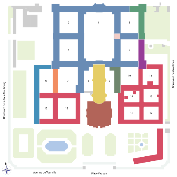 Le plan de l'Hôtel des Invalides