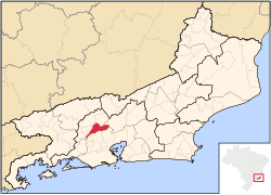 Location of Miguel Pereira in the state of Rio de Janeiro