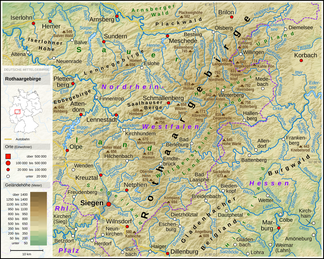 Übersichtskarte über das Rothaargebirge