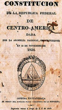A scan of the front cover of the 1824 Constitution of the Federal Republic of Central America