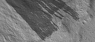 Close view of end of dark slope streaks, as seen by HiRISE