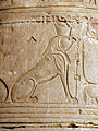 Her-em-akhet (Greek: Harmakhis), the wall relief of a hieracosphinx depicted at the Temple of Horus in Edfu