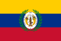 The flag of Gran Colombia (1821–1830), a charged horizontal triband.