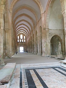 Nave of Fontenay Abbey church, with pointed barrel vaults (1147).