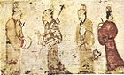 Gentlemen in Conversation, tomb painting dated to the Eastern Han dynasty (25–220 AD).