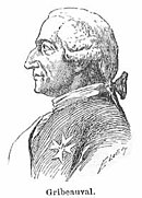 Black and white sketch of a man in profile wearing a late 18th century wig. He has the Order of Saint-Louis pinned to his uniform.