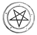 Another pentagram from Agrippa's book. This one has the Pythagorean letters inscribed around the circle.