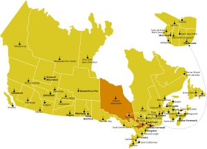 Karte der Kirchenprovinz Ottawa-Cornwall