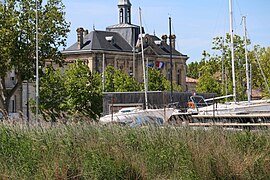 Pauillac City Hall and reed bed on the Gironde