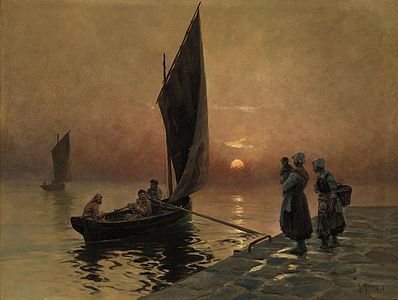 The return of the fishermen, oil on canvas, private collection.