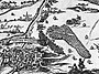 Ausschnitt einer Karte von 1615: Nordöstlich der Festung Wolfenbüttel befindet sich „Das Lechel Holtz“. Deutlich sichtbar am nordwestlichen Waldrand das „Hohe Gericht“, mit mehreren Galgen, Pfählen und Rädern.