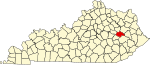 State map highlighting Wolfe County
