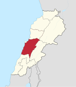 The governorates of Lebanon, including Mount Lebanon (in pink, labelled 6)