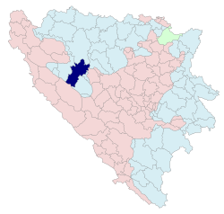 Location of Mrkonjić Grad within Bosnia and Herzegovina