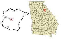 Location in Oglethorpe County and the state of Georgia