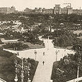 Der Maria-Josefa-Park, seit 1920 Schweizergarten, um 1900, vom Gürtel aus gesehen; im Hintergrund das Arsenal