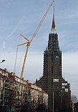 The church in January 2008, during the final stages of tower reconstruction, when the spire was added
