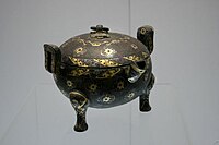 Ding bronze vessel with gold and silver inlay (damascening) from the Warring States period (403–221 BC) of ancient China (c. 300 BC)