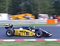 Minardi raced variations on this original black-and-gold livery in the period 1985–1992. This is a Minardi M185 being raced at Brands Hatch in 2005.
