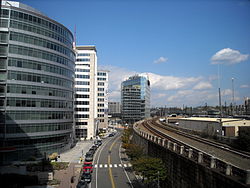 First Street N.E. in "NoMa" with the Washington Metro's Red Line visible (on the right)