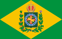 Flag adopted in 1870 displaying 20 stars representing the country's provinces. Another star was added in 1870. The flag consists of a green field with a golden rhombus and the lesser arms of imperial Brazil.