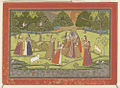 Krishna and Gopis, 18th century watercolour in the Bodleian Library