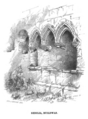 The triple sedilia in the presbytery. From Eyton, R. W. Antiquities of Shropshire, volume 6.