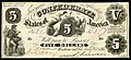 Five Confederate States dollar (T11)