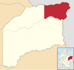 Location map of Puerto Carreño in Vichada, Colombia.