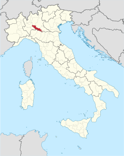 Map highlighting the location of the province of Cremona in Italy