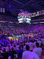 The Arena during the national anthem before a Miami Heat playoff game