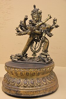 Heruka with prajna Vajravarahi (1544 AD). Discovered in Nepal, statue on display at Prince of Wales museum.