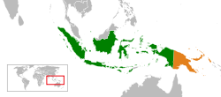 Map indicating locations of Indonesia and Papua New Guinea