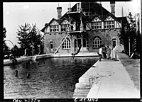(1913) Reims, France; Collège d'athlètes. The swimming pool, located to the side of the large indoor training facility (gymnasium).
