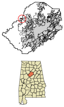 Location of West Jefferson in Jefferson County, Alabama.