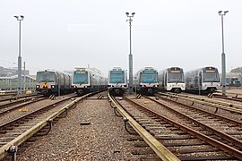 Train in order from left to right: 5239, 5322, 5350, 5408, 5513 and 5631