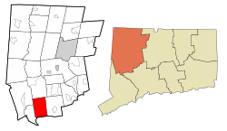 Roxbury's location within Litchfield County and Connecticut