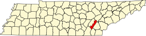 Map of Tennessee highlighting Meigs County