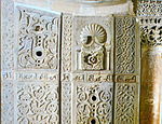 Detail of the carved marble panels inside the mihrab