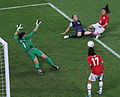 Image 7Yuki Ogimi (17) scores for Japan against the United States off a pass from Homare Sawa (10) as Kelley O'Hara (5) defends and Hope Solo (1) attempts to save. (from Women's association football)