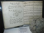 The original hand written 'Laws of the game' for association Football of 1863 on display at the National Football Museum, Manchester, note the reference Mr Steward, The Captain of Football at Shrewsbury School
