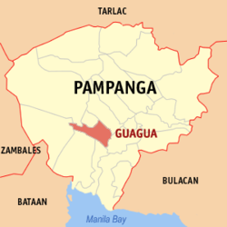Map of Pampanga with Guagua highlighted