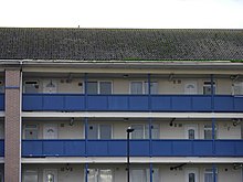 balconies on a low-rise block of flats