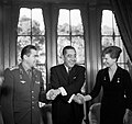 Tereshkova and Nikolayev with Japanese prime minister Eisaku Satō in 1965