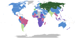 World map, rail gauge by region