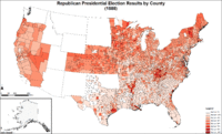 Map of Republican presidential election results by county